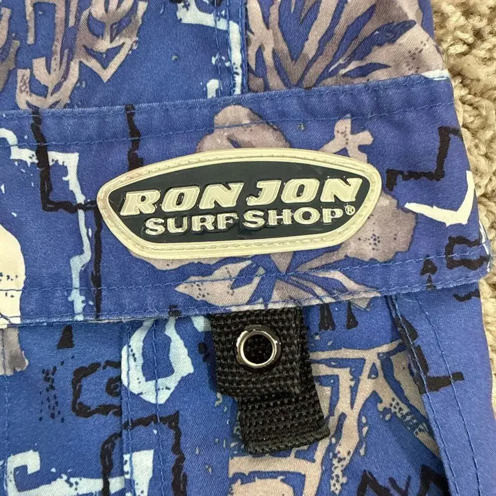 Ron Jon Surf Shop Board Shorts Mens XL Blue Tropical Floral‎ Swim Trunks EUC